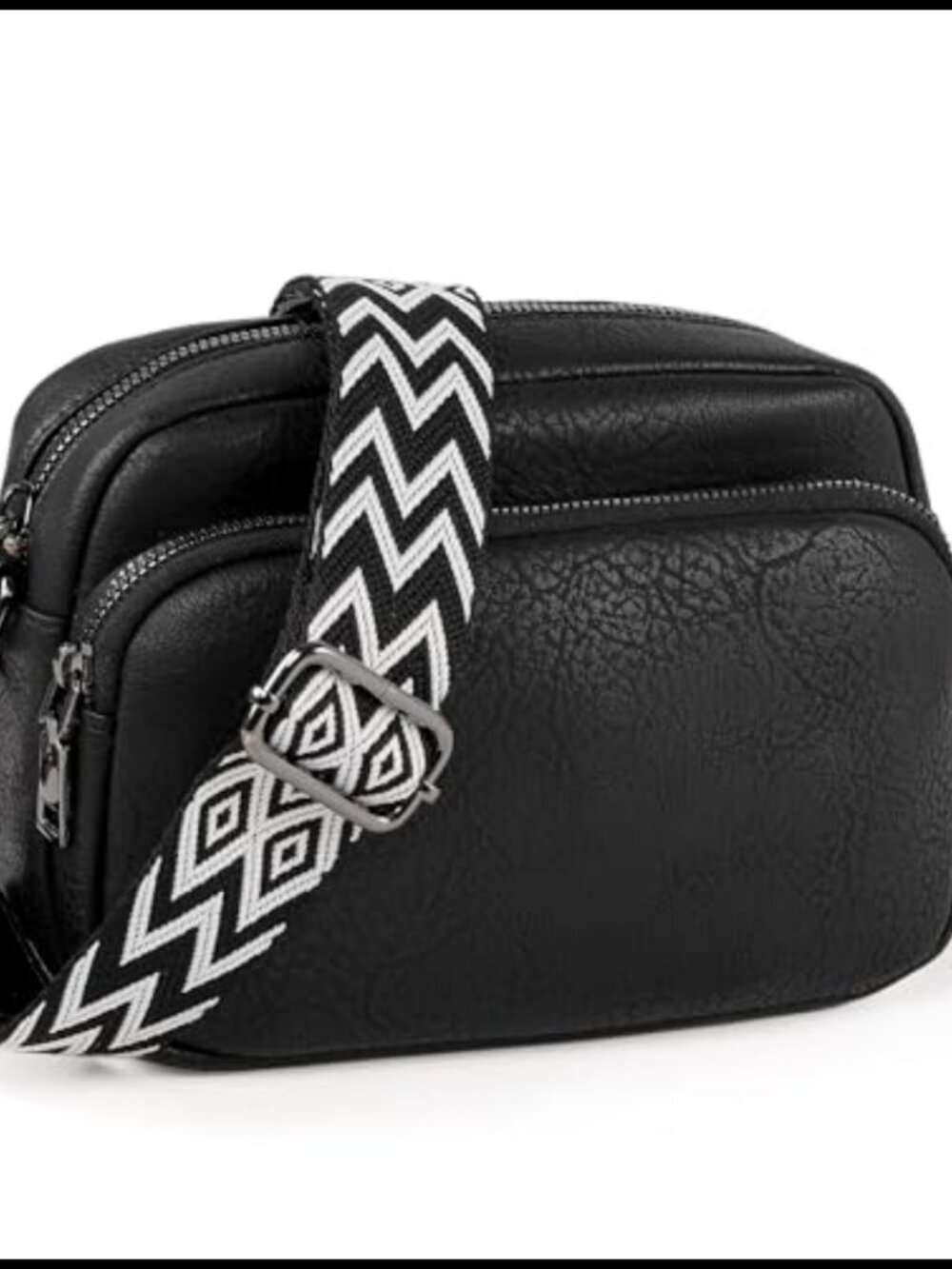 Vegan Leather Small Crossbody Bag Wide Strap Travel Purse